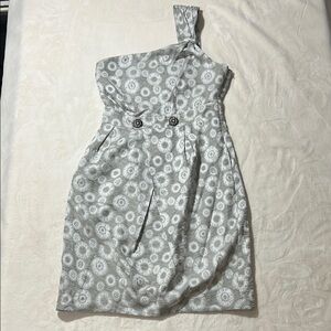 Moulinette Soeurs/ Anthropologie Gray Asymmetrical Pleated Cocktail Dress